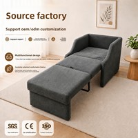 Sillón Individual Moderno y Sencillo, Reclinable, Convertible en Cama, con Estructura de Madera Maciza y Tapicería de Tela, Ideal para Apartamentos Pequeños