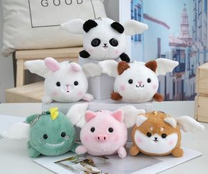 Porte-clés en peluche mignon avec queue qui bouge, <span class=keywords><strong>chien</strong></span>, chat, cochon, ours, panda, dinosaure, lapin, jouets en peluche, porte-clés, porte-clés à ailes d'ange - Product Image 5