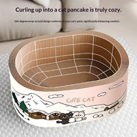 Griffoir et lit combinés pour chat en carton ondulé renforcé, durable, résistant aux griffures, anti-déchirure, style mignon, outil de ponçage des ongles