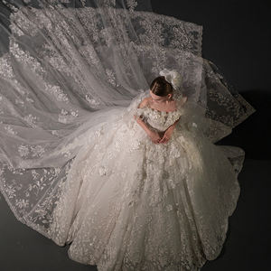 Vestido de Novia GT136 Moderno, Estilo Princesa, Escote Corazón, Espalda Descubierta, Apliques, Pedrería, Bordado, Lentejuelas, Lujoso, de Alta Calidad - Product Image 1