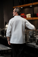 Léger blanc unique Chef vêtements moderne italien Philippines japonais enfants femme homme Chef uniforme veste manteau conception