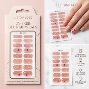 Enveloppes d'ongles en gel jetables autocollantes sans UV, motif papillon à carreaux, paillettes or rose, sans HEMA, qualité salon, vente en gros, marque privée - Product Image 2