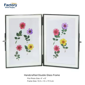 Cadre <span class=keywords><strong>photo</strong></span> <span class=keywords><strong>en</strong></span> <span class=keywords><strong>verre</strong></span> à double ouverture pour l'affichage de fleurs pressées, fait à la main, durable, décoration de table, style de maison - Product Image 2