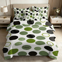 Parure de lit 3 pièces à pois grand format, housse de couette et taies d'oreiller imprimées numériquement, housse de couette en fibre de bambou douce pour la peau