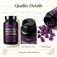 Gummies Probiotiques et Prébiotiques Formule Quotidienne Avancée 50 Unités Framboise Bleue Marque Privée OEM ODM Prix de Gros
