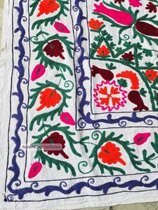 Embroidered Cotton <b>Quilt</b> Bohemian Floral Bedspread Handmade Multi Color Home Decor <b>Throw</b> Blanket All Season Use - Product Image 4