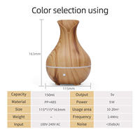Humidificateur portable USB innovant et diffuseur d'air à changement de couleur avec fonction d'aromathérapie Mini vase à grain de bois YS