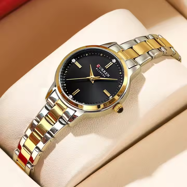 Life Waterproof Watch Stainless Steel Quartz Leisure Ladies Watches Diamond Simple Dial Fashion Classics for Women CURREN 9094