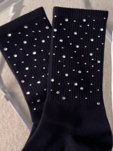 Chaussettes hautes à motif écossais sans couture, respirantes, absorbant la transpiration, en coton, élasthanne et nylon, automne, noir et blanc - Product Image 4