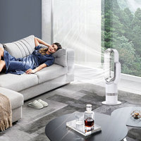Ventilateur de bureau/sol compact sans pales avec fonction de refroidissement, rotation à 180 degrés, multiples protections de sécurité, application et télécommande
