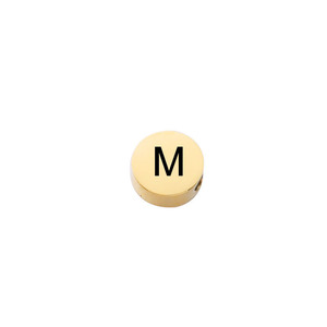 Dijes de Letras Iniciales Redondos de la A a la Z, Chapados en Oro de 18K, de Acero Inoxidable, con Disco Negro |   Espaciador para la Fabricación de Joyería, Pulseras y Collares - Product Image 6