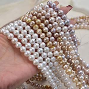 Collier en perles faites à la main Edison, produit semi-fini, perles d'eau douce blanches dispersées pour la fabrication de bijoux DIY - Product Image 1