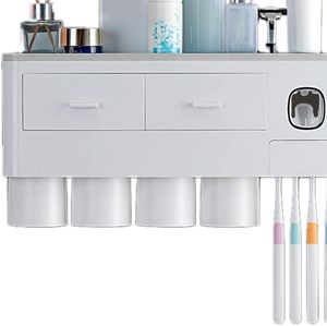<b>Bathroom</b> <b>Accessories</b> Five-piece <b>Set</b> Eco-Friendly Modern Travel Toothpaste Dispenser Plastic Toothbrush Case Cup Wall Mounted - Product Image 4