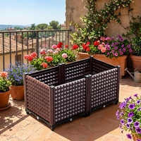 Jardinière carrée en plastique durable pour légumes, plantes, cultures, fleurs, baies, jardin, balcon, les roues sont amovibles