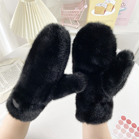 Gants en peluche épais de couleur unie simples pour l'hiver, mitaines mignonnes pour étudiants, gants coupe-vent