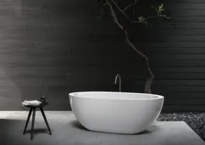 Benutzer definierte Größe Badewanne Luxus Badezimmer Freistehende künstliche weiße Acryl feste Oberfläche Badewanne Badewanne