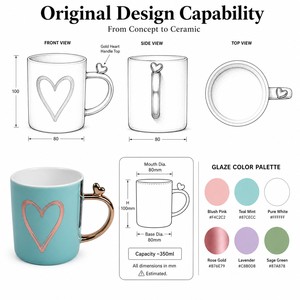 Attractive New Shape with Gold Heart Best Souvenir Holiday Gift Mother <strong>Father</strong> Valentine <strong>Day</strong> <strong>Mug</strong> Gold Coffee <strong>Mug</strong> - Product Image 2