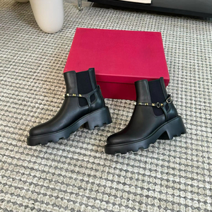 Botas Chelsea de Piel de Oveja con Tachuelas Vintage, Estilo Británico, con Suela Gruesa y Dentada, para Otoño e Invierno - Product Image 1