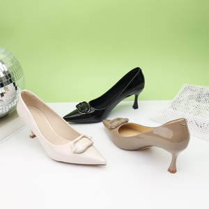 Escarpins Femme Designer Shehe à Talon Chaton Fin de 7 cm en PU Verni, Chaussures de Mariée à Enfiler à <span class=keywords><strong>Bout</strong></span> <span class=keywords><strong>Pointu</strong></span> pour Automne, Hiver et Printemps - Product Image 3