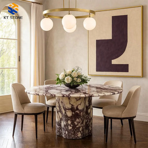 โต๊ะหินอ่อนหรูหราสไตล์โมเดิร์นเรียบง่าย รูปทรงสี่เหลี่ยมผืนผ้า สำหรับห้องรับประทานอาหารในบ้าน พร้อมชุดเก้าอี้ เหมาะสำหรับอพาร์ทเมนต์ขนาดเล็ก - Product Image 1