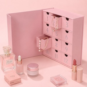 Boîte à bijoux en forme de livre rigide imprimée sur mesure de qualité supérieure, calendrier de l'avent de 12 jours pour femmes, emballage pour le compte à rebours - Product Image 1