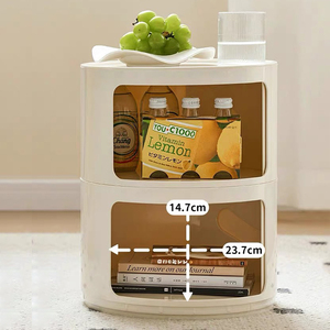 Table <span class=keywords><strong>de</strong></span> chevet ronde multifonctionnelle rose nordique avec 3 tiroirs Étagère <span class=keywords><strong>de</strong></span> rangement moderne en ABS pour chambre à coucher - Product Image 4