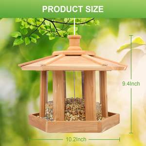 سعة كبيرة أرز أحمر على شكل مسدس تغذية الطيور مقاومة للماء خشبي بيت الطيور الكرادلة حديقة منزل الحيوانات الأليفة الأثاث - Product Image 5