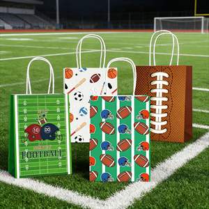 Ventes en gros de sacs cadeaux de football créatifs personnalisés OEM/ODM - Sacs en papier enduits recyclables avec poignées - Product Image 1