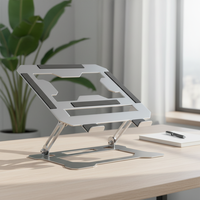 Support pour ordinateur portable NBJOHSON, pliable, réglable, en acier carbone, 260x225x40mm, multi-angles, blanc argenté