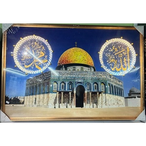 Nuevo Diseño Moderno, <span class=keywords><strong>Cuadro</strong></span> de Porcelana con Tallado de Diamantes 5D, Cuadros <span class=keywords><strong>Árabe</strong></span>s Musulmanes, Arte de Pared con Caligrafía Islámica 3D con Luces LED - Product Image 4