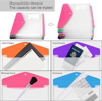 Pochettes de classement verticales transparentes à ouverture latérale pour l'école, la maison et le bureau, avec 11 trous, bouton-pression et poche extensible pour documents