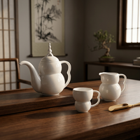 Vaisselle de restaurant écologique en porcelaine blanche pure, design personnalisé, service à thé en porcelaine fine en forme de gourde