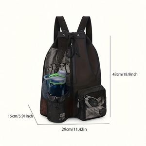Custom Logo Printed Oxford Cloth Gym Drawstring Backpack Men Women Wet <b>Bag</b> Pocket <b>Net</b> Mesh Beach Household - Product Image 3