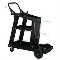 Chariot à main pliable à 2 niveaux et 4 roues en acier carbone robuste pour outils industriels, usage en atelier OEM