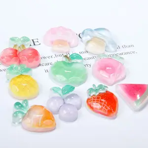 New arrival Cartoon DIY Decoration fridge magnet accessories mushroom apple pear transparent fruits resin charms