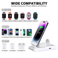 Station de charge avec chargeur sans fil magnétique pliable 3 en 1 pour smartphones, écouteurs et montres connectées sur les bureaux de bureau