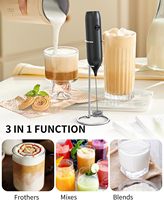 Mixeur Électrique 3-en-1 Portable avec Support, Fouet à Lait Automatique, Mousseur à Café et Matcha en Plastique ABS