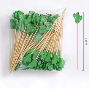 Tusuk gigi bambu berbentuk kaktus untuk dekorasi makanan pesta Skewers bambu tusukan buah Cupcake Mini kreatif - Product Image 2