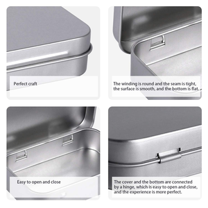Rectangular <b>Small</b> Hinged Tin Box USB Drive Storage Tin <b>Containers</b> Recyclable Metal Food Grade Tin Cans for Cigarette - Product Image 3
