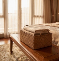 Nouveauté : Panier de rangement multi-usages en jonc de mer naturel, tissé à la main, écologique et durable, pour hôtel, salle de bain, salon