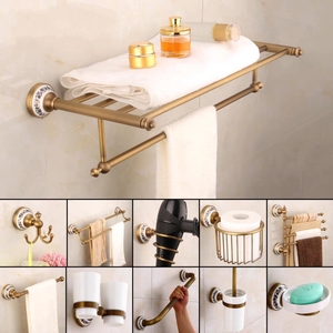 Set aksesori kamar mandi Toilet Hotel terpasang di dinding keramik kuningan padat antik kualitas tinggi untuk perangkat keras mandi mewah - Product Image 2