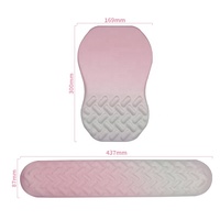 Ensemble clavier ergonomique rose clair, repose-poignets et tapis de souris avec design de dessin animé, base en caoutchouc, mousse à mémoire de forme, pour bureau et maison
