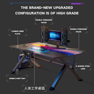 Venta al por mayor moderno Gamer PC Gaming ordenador contemporáneo portátil Escritorio de fibra de carbono Panel de <span class=keywords><strong>mesa</strong></span> para juegos de PC - Product Image 3