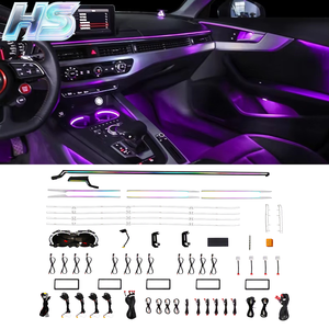 ไฟ LED ตกแต่งภายในรถยนต์ ไฟ LED แถบแสงสร้างบรรยากาศในรถยนต์ ไฟ LED สร้างบรรยากาศ/ไฟ<span class=keywords><strong>รถ</strong></span>ยนต์ 64 สี LHD RHD 12V สำหรับ Audi A4L ปี 2017-2024 - Product Image 1