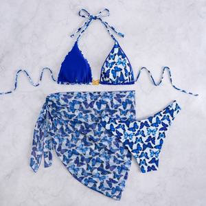Ensemble deux pièces OUTPACE pour femme, maillot de bain taille haute en tissu pailleté brillant, soutien-gorge push-up, bikini à nouer sur les côtés, maillot de bain haute visibilité - Product Image 1