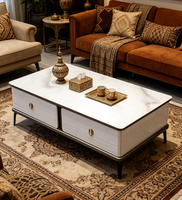 Table basse en verre et meuble TV de style moderne, meubles de maison élégants pour le salon