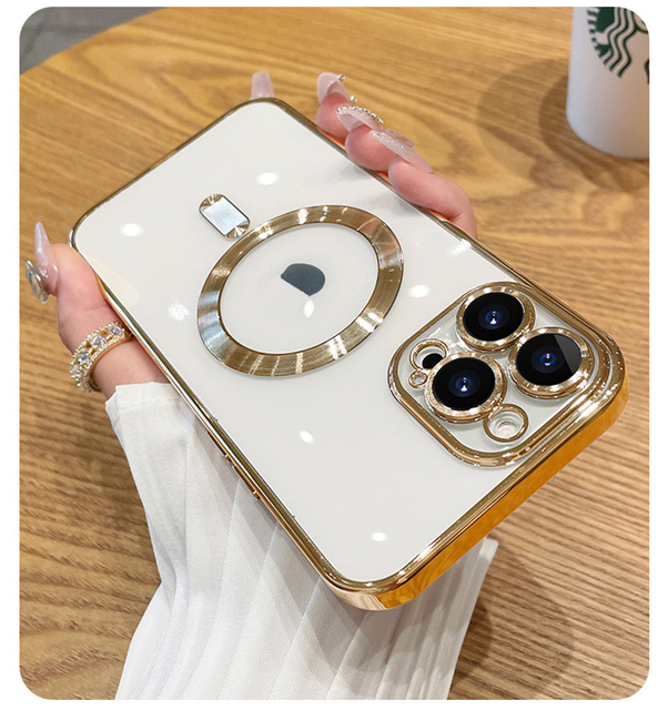 Electroplate Shockproof Cell Phone Cover for Iphone 17 Air Safe Magnetic Charging Phone Case for 15 Pro Max