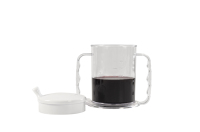 Tasses en plastique antidérapantes Healthmenex pour adultes et personnes âgées, 285 ml, avec couvercle et paille, base large moderne, double poignée, compatibles lave-vaisselle