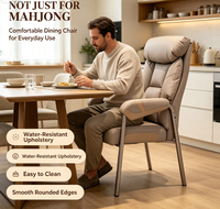 Chaise ergonomique à dossier haut pour Mahjong, avec coussin en mousse épaisse et structure métallique stable, idéale pour la salle à manger, la lecture et les clubs.
