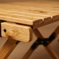 Table pliante légère en bois de pin moderne avec logo personnalisé, pliable et portable, pour pique-nique en plein air, camping, avec sac de transport pour utilisation en parc